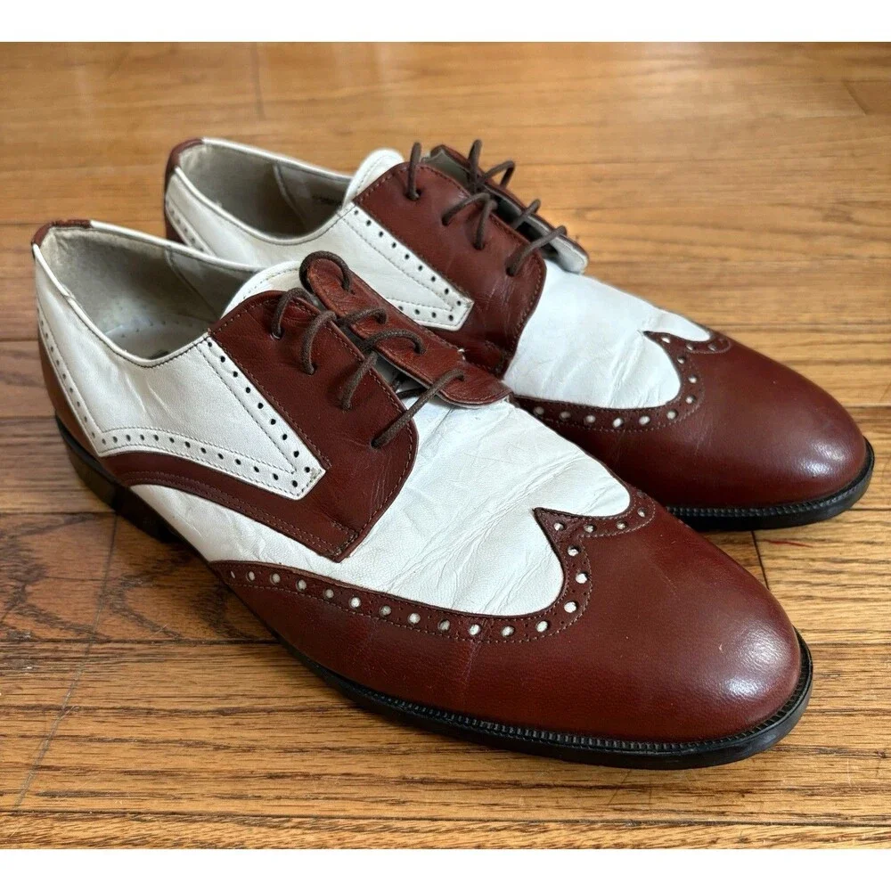 Stacy Adams True Saddle Oxford Leather Oxfords Spectator Shoes Size 8.5 Vintage
